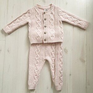 Janie and Jack Baby Girl Pink Sweater Set Size 6-12 Months